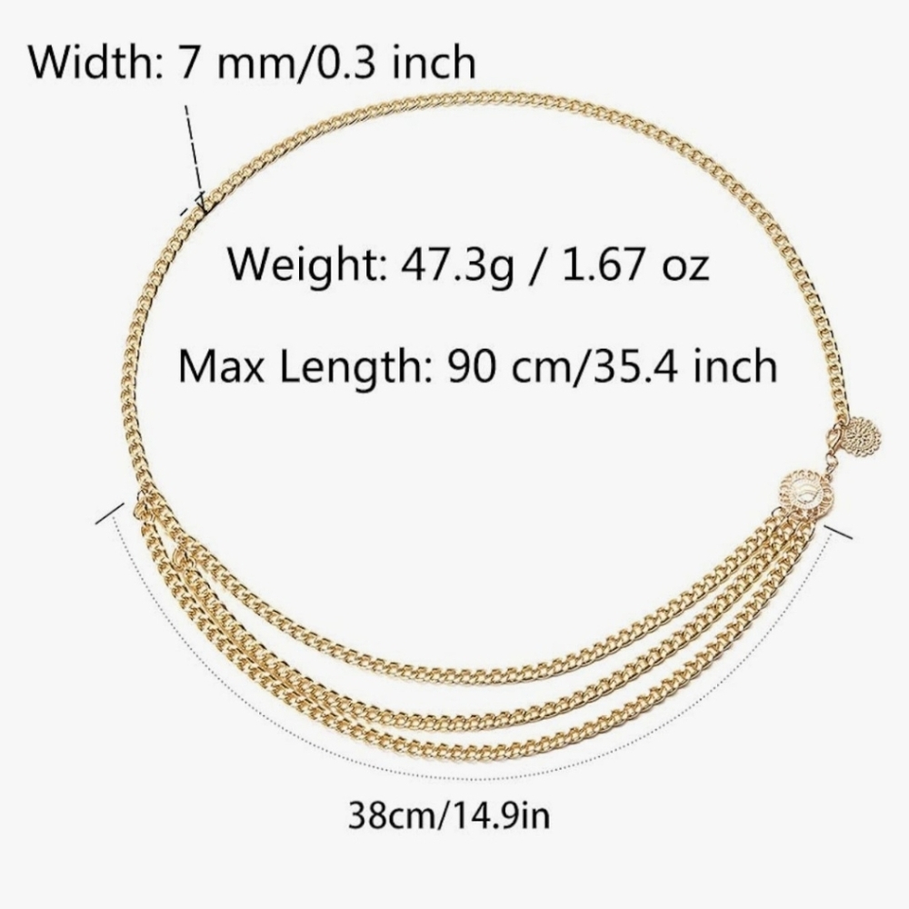 Amazon Womens Gold Chain Belt 35" Max NWOT - Picture 3 of 4
